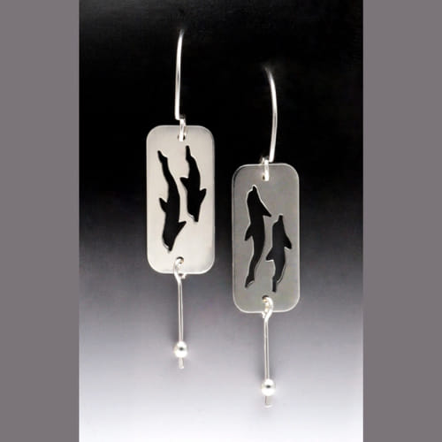 MB-E381D Earrings Dolphins $118 at Hunter Wolff Gallery